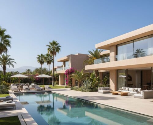 Villa contemporaine avec piscine et jardin de palmiers à Marrakech